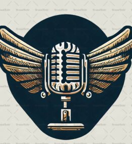 Retro Mikrofon mit Flügeln